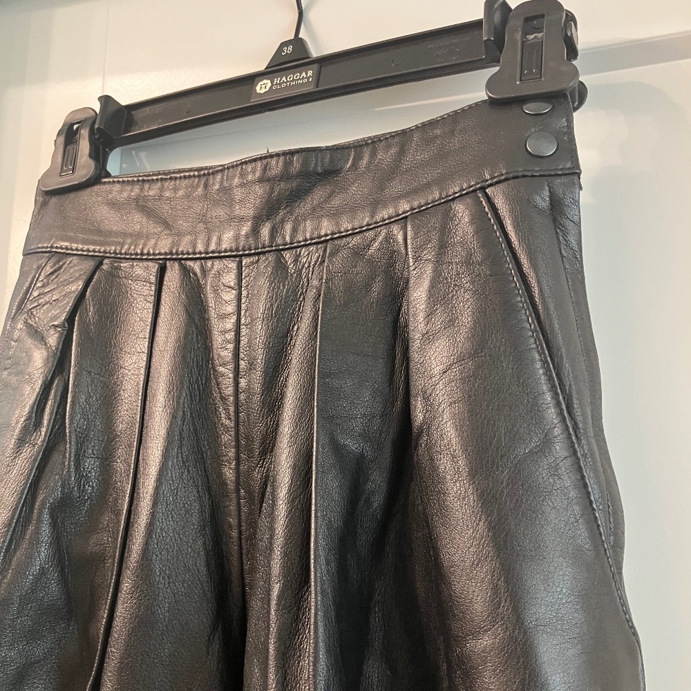 North Beach pleated, leather pants